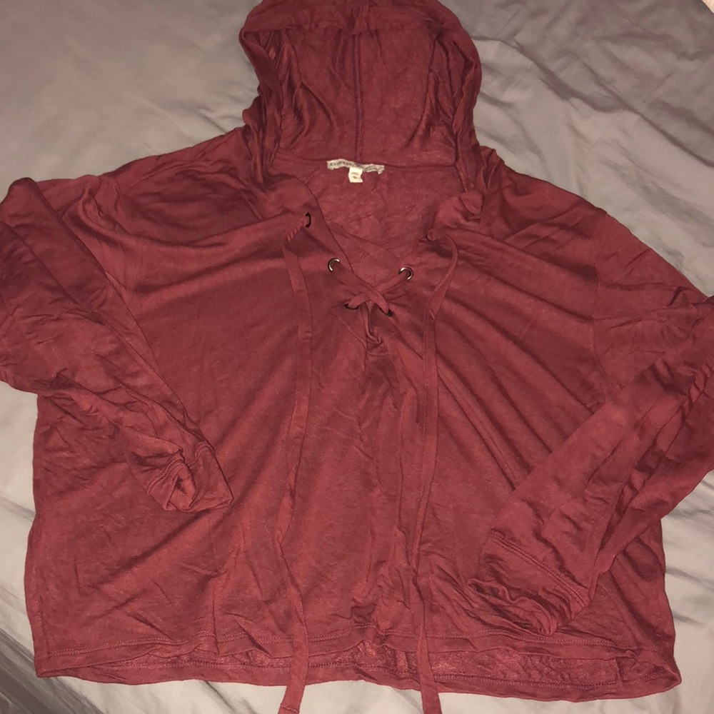 Maroon hooded shirt